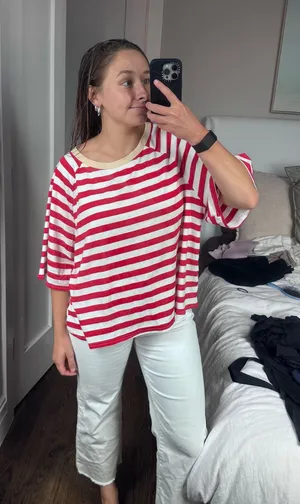 Oversized Striped T Shirt Multiple thumbnail 1