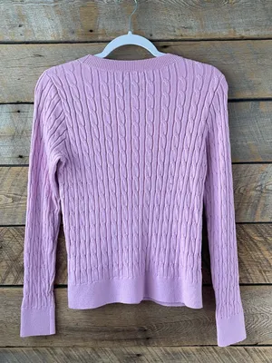 Vtg Y2k 2000s Abercrombie & Fitch Pink Cable Knit Crewneck Sweater Womens Sz Med thumbnail 13
