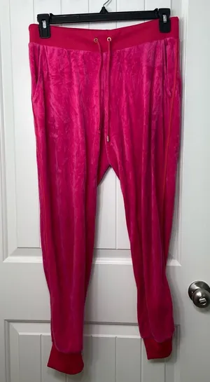 Juicy Couture women’s‎ hot pink soft velour drawstring joggers sweatpants medium thumbnail 1