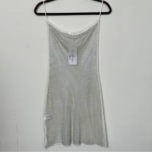 12th Tribe Briana Mini Silver Rhinestone Strapless Dress thumbnail 4