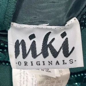Vintage 90s Niki Originals Emerald Green Beaded Sequin Gown Dress Womens 8 thumbnail 10