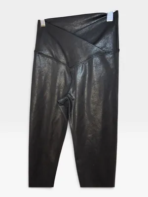 Offline by Aerie High-Waisted Crossover Waistband Black Metallic Leggings SMALL thumbnail 2