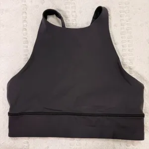 Lululemon Free To Be Serene Bra High Neck Black Gray Size 8 LW2BZ1S Strappy Back thumbnail 2