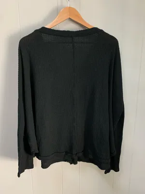 Urban Outfitters Black Waffle Knit Thermal Shirt Large thumbnail 2