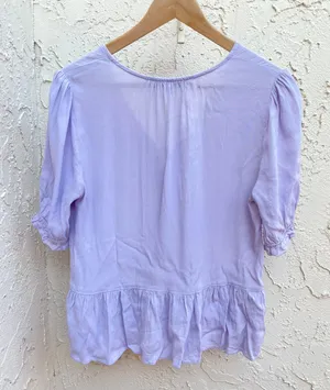 Madewell Ruffle Top In Lavender S thumbnail 2