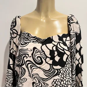 Alexis Ellora Mini Dress Sz L Black Cream Long Sleeves Belted thumbnail 2