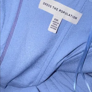 New Dress The Population Melania Off-The-Shoulder sky blue Gown sz XXL thumbnail 5