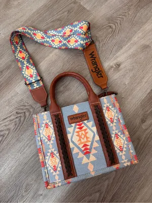 Wrangler Aztec Blue Western Tote Bag Crossbody Purse thumbnail 1