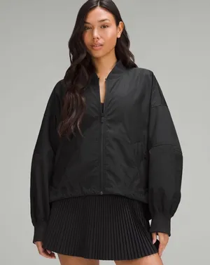 Lululemon Lightweight Bomber Jacket Cinch Hem Black Size XL NWT thumbnail 2