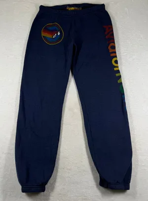 Aviator Nation Navy Blue Rainbow Logo Graphic Sweatpants Size Medium thumbnail 1