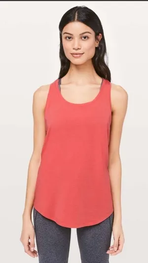 Lululemon Love Tank Top Pleated Racerback Poppy Coral Pima Cotton Size 10 thumbnail 1