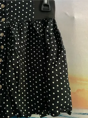 American Eagle Black Polka Dot Button-Front Skirt XS thumbnail 2