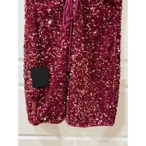 Lulus Perfect Sparkle Mauve Sequin Lace Up Mini Dress Large Cocktail Party Glam thumbnail 7