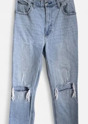 Abercrombie & Fitch High Rise Distressed Straight Leg Jeans thumbnail 1
