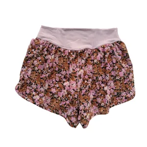 OFFLINE Aerie Floral Running Shorts Womens Small Pink Brown Excellent High Rise thumbnail 5