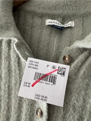 American‎ Eagle NWT Sage Green Ribbed Collar Cropped Sweater thumbnail 4