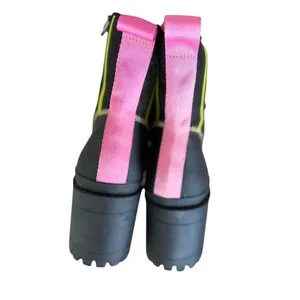 Steve Madden BetaMax Black Nylon Pink & Green Lace Up Platform Combat Boot thumbnail 7