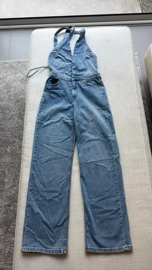 ZARA Denim Jumpsuit Long halter top thumbnail 1