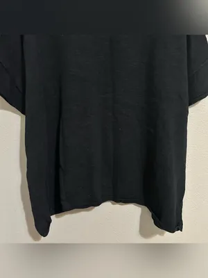 Free People Black Oversized Cotton Linen Blend Coastal Knit Top Women’s Medium thumbnail 8