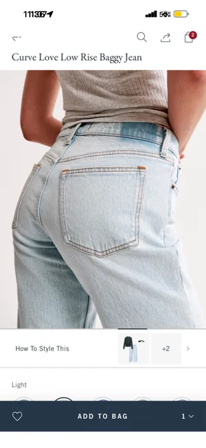 Abercrombie & Fitch Curve Love Low Rise Baggy Jeans Light thumbnail 5
