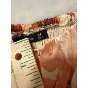 Abercrombie & Fitch Floral Satin Crop Top Medium Long Sleeve Blouse Orange thumbnail 4