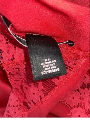 Victoria’s Secret Red Nightie Lingerie Medium Plunge Back V-Neck Lace Accents thumbnail 6