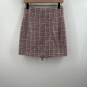 Ronny Kobo Skirt SZ Medium Loretta Tweed Mini Red Navy Gold Front Zip Lined thumbnail 4
