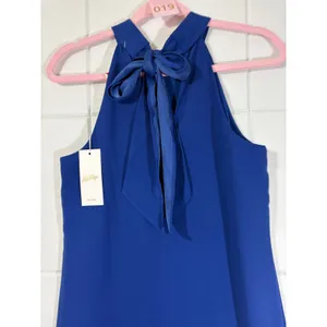 Lilly Pulitzer Alaric Maxi Dress Blue Med Halter Bow Back 017058 Size 0 thumbnail 8