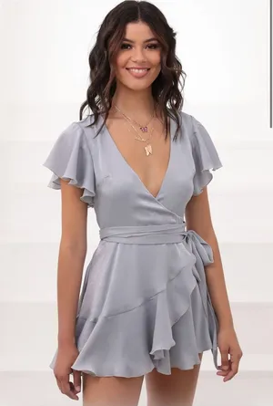 Lucy in the Sky Mini Blue Dress Wrap thumbnail 1