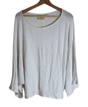 Maeve by Anthropologie Women's Claire Pullover Bell Sleeves Blouse White XL thumbnail 1
