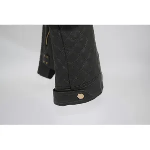 Coffee shop Womens Black Quilted Moto Jacket Studded Shoulder Zip‎ Up thumbnail 7