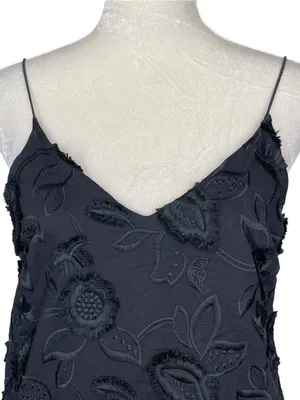Ophelia Roe Black Floral Appliqué Spaghetti Strap Women's Top Size S thumbnail 2