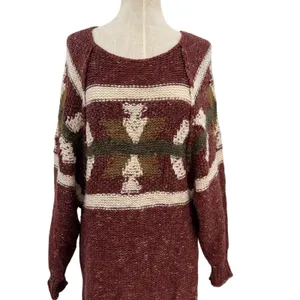 Free People Northern Lights Sweater‎ Mini Dress Boho Knit Red Size XS thumbnail 6