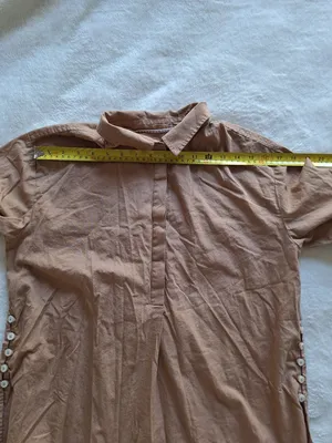Anthropologie Charlie Side Button Tunic Shirt Brown Tan Sz S Cotton thumbnail 12