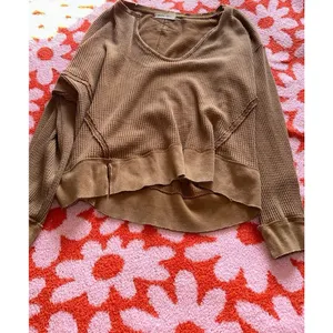 Free People We the free tan sweater thumbnail 2