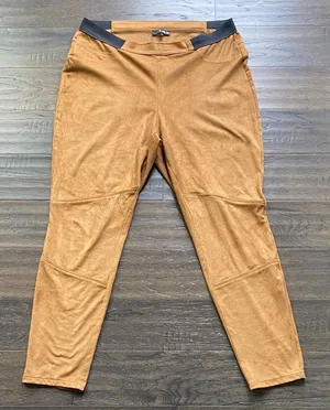 Faux Suede Leggings Womens Sz XL Tan Pull On Fall Essential thumbnail 1