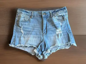 WAX JEAN, LOS ANGELES, Large BLUE DENIM CUT OFF SHORTS, JR'S WAIST thumbnail 1