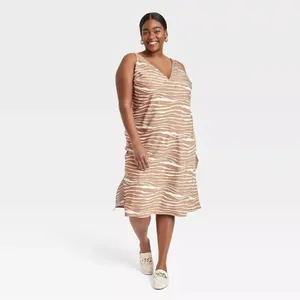 ✨A New Day Women's Slip Sz Small Dress Brown Zebra Striped✨ thumbnail 3