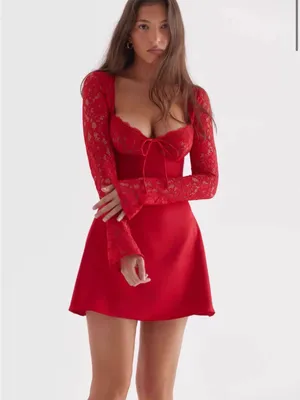 HOUSE OF CB Jennica Long Sleeve Satin & Lace Minidress, S thumbnail 3