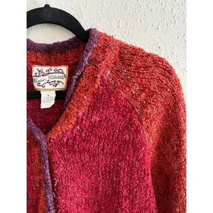 Vintage Heirloom Collectibles Colorblock Cardigan Sweater M Autumn Fall Chunky thumbnail 3