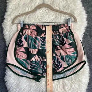 Nike Pink Tropical Palm Green Leaves Print Running Shorts Gym Activewear Sporty thumbnail 6