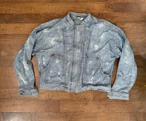 Free people Distressed Lightweight Blue Denim Jacket - Women's medium thumbnail 2