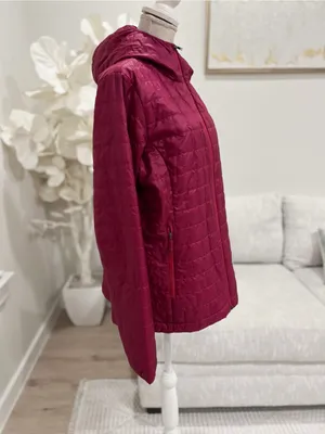 Patagonia Women's Micro Primaloft Hooded Quilted Puffer Jacket Berry Red XL thumbnail 3