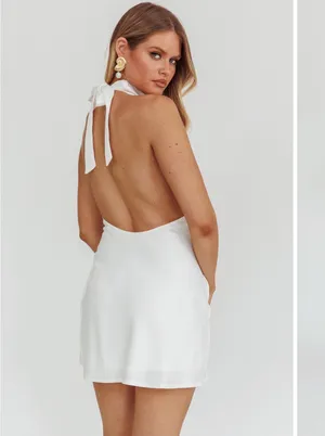 White Selfie Leslie halter dress  thumbnail 2