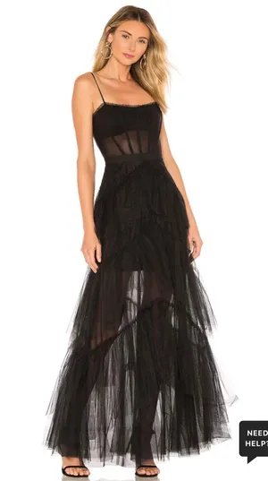 Revolve Corset Tulle Gown in Black thumbnail 1