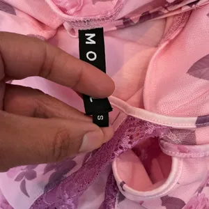 Motel Rocks Mini Dress Pink Floral Mesh Lace Trim Side Slit S thumbnail 5