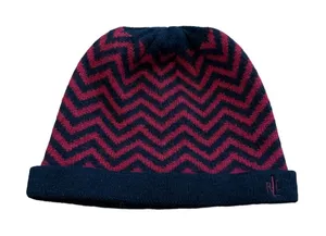 Lauren‎ Ralph Lauren Lambswool Red Black Chevron Beanie Hat CP thumbnail 1