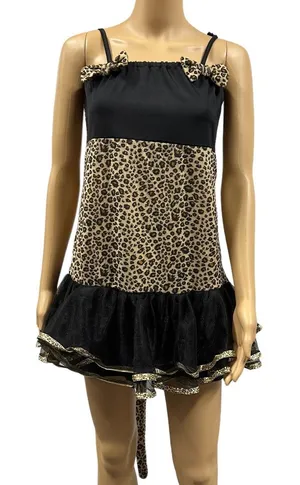 Leopard Print Mini Dress Detachable Tail Halloween Costume Cosplay Womens Medium thumbnail 1