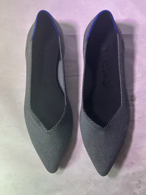 Rothy's Gray Pointed Toe Knit Ballet Flats with Blue Lining thumbnail 5