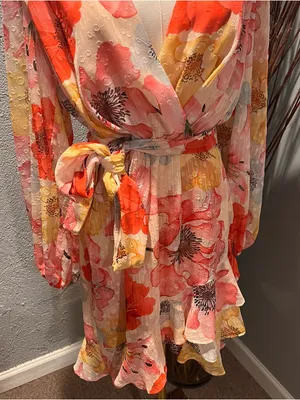 🌸Nwt Alex Marie Floral Wrap Dress Long Sleeve Size 8🌸 thumbnail 4